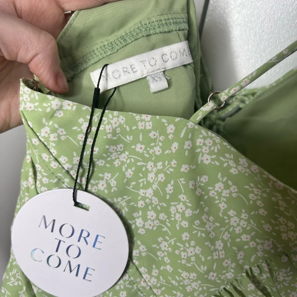 More To Come - XS- Janet Ruched Mini Dress in Pistachio Floral - MSRP $78 - Picture 7 of 7